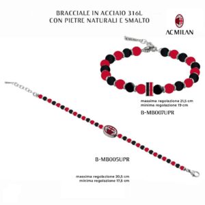 Bracciale in acciaio con pietre naturali e smalto