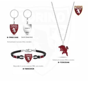 Portachiavi in acciaio – Bracciale in corda e acciaio con smalto – Collana in acciaio e smalto